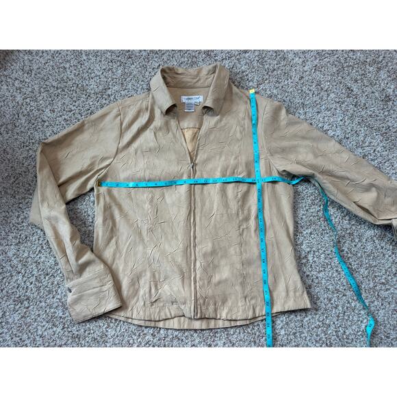 Coldwater Creek Designs Crinkle Tan Zip jacket/blazer; Lightweight; Size Large - Picture 5 of 10